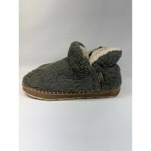 LL Bean Women's 9 M Olive Sherpa Fleece Indoor/Outdoor Slippers Booties Cabin